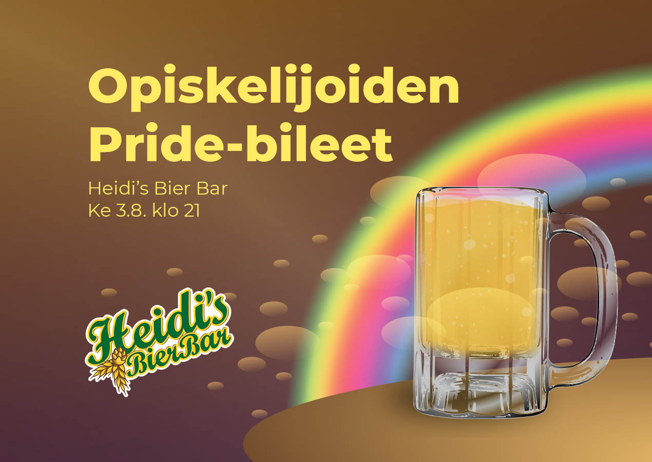 Opiskelijoiden Pride-bileet, Heidi's Bier Bar, Ke 3.8. klo 21