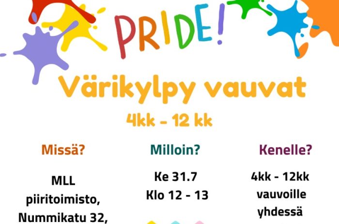 MLL:n Värikylpy vauva tapahtumakuva.